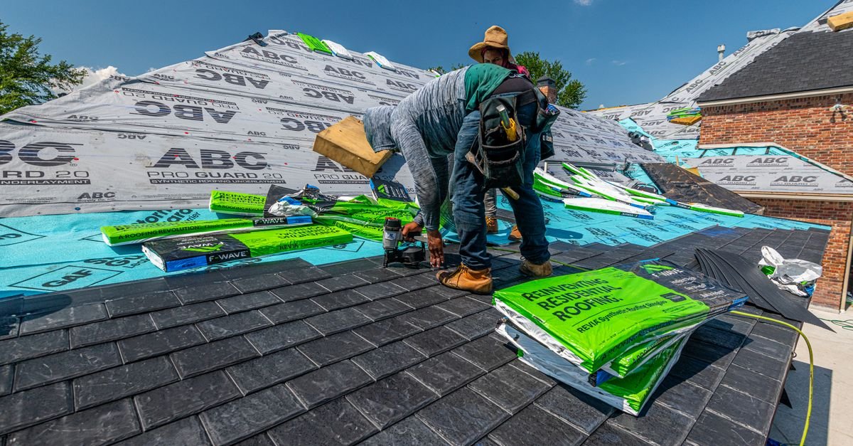 Roof underlayment and shingle installation detail on a Florida home
