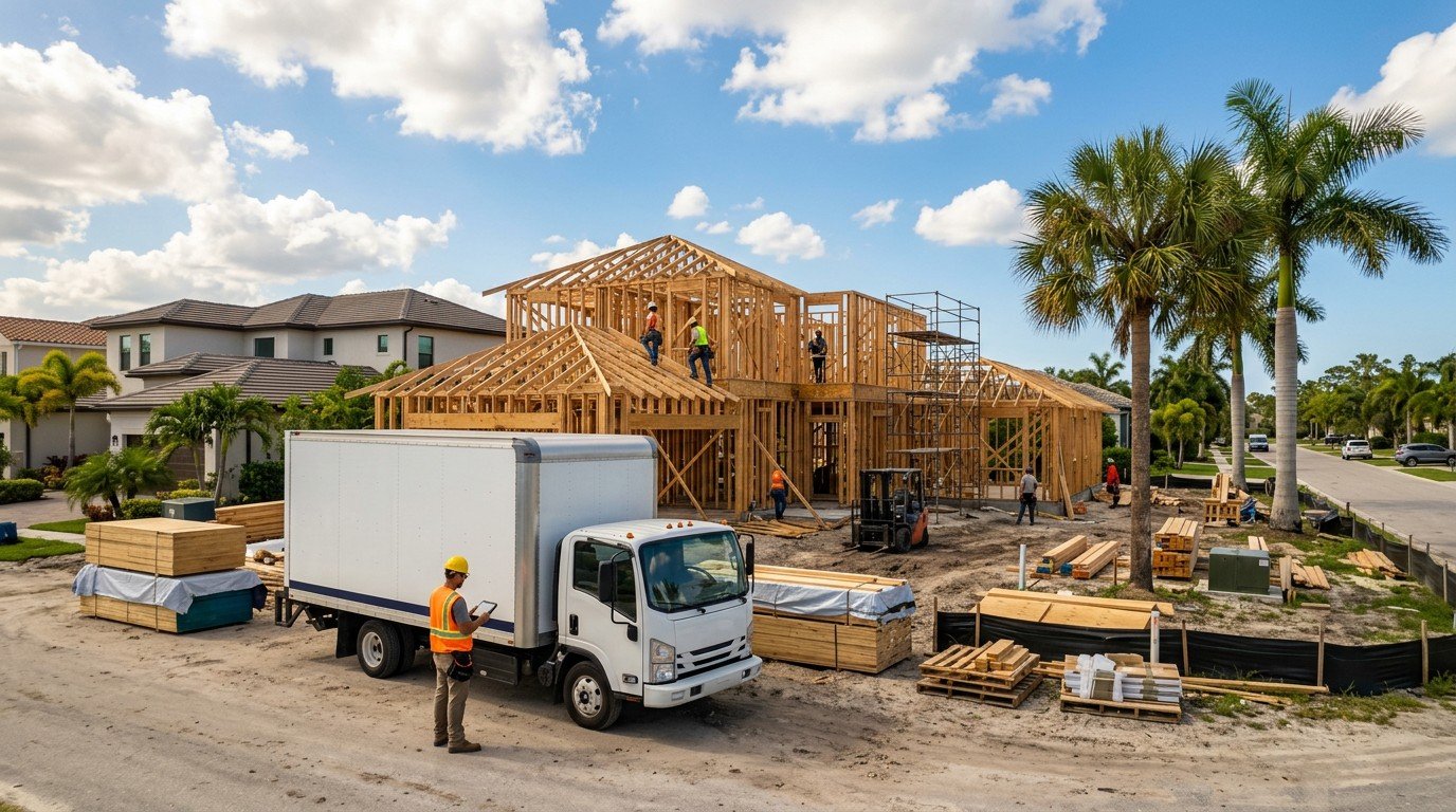 An active residential building site where subcontractors must track the florida notice to owner deadline to secure payments.