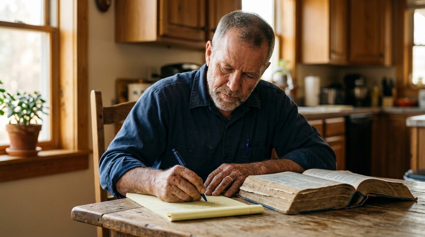 An experienced electrician reviews out of state credentials for florida electrical license reciprocity at his kitchen table.