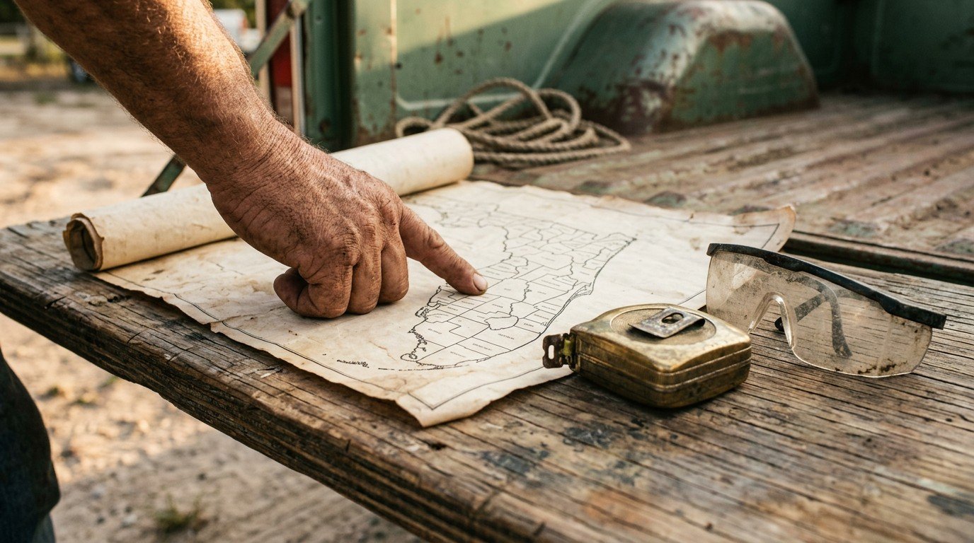 Hand on a county map, marking where a registered vs certified contractor Florida license stops