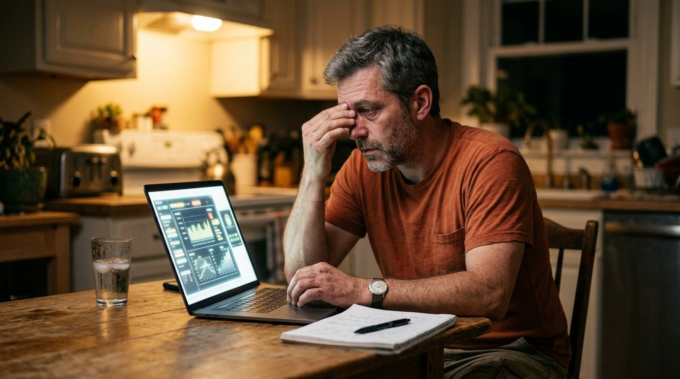 A candidate working through a Florida HVAC license practice test at the kitchen table